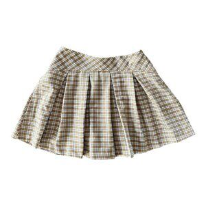 Zara Girls Plaid Pleated Skirt Tan Brown Size 10 (140)